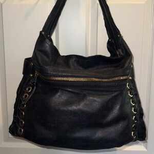 Vince Camuto 'Mica" hobo handbag, black with gold hardware